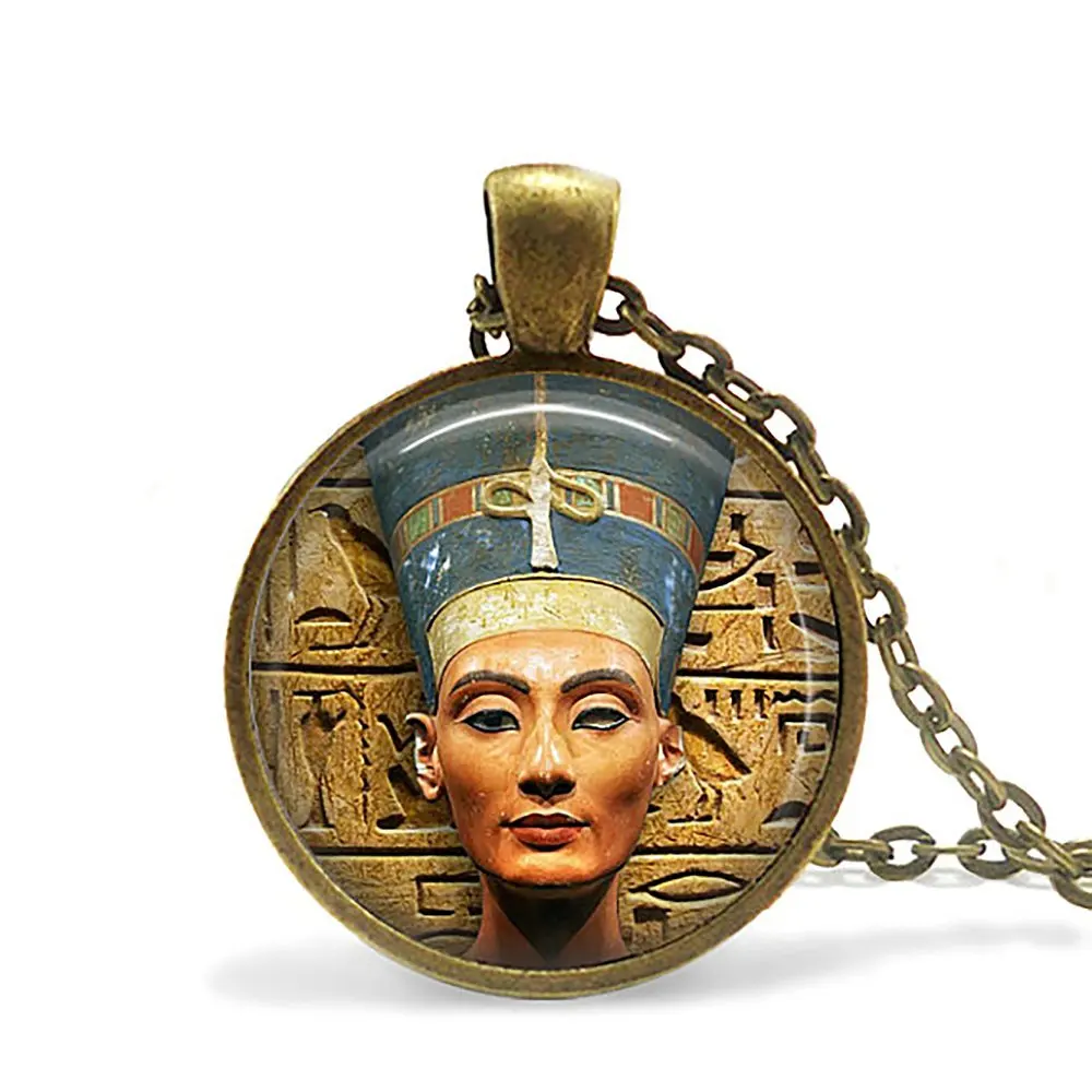 Египетское ожерелье с подвеской Ankh Eternal Life, стеклянный кабошон, Религиозное искусство, ювелирные изделия для мужчин и женщин - Окраска металла: 20