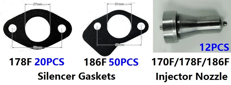 Free shipping diesel engine 170F 178F 186F injection nozzle Silencer Gaskets suit kipor kama and Chinese brand | Обустройство дома