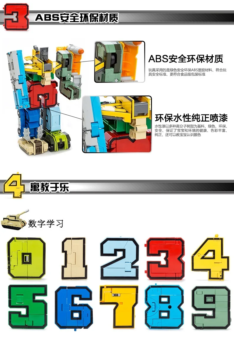 Волшебные цифры, креативные блоки, сборные развивающие блоки, фигурки, трансформация, робот, деформация, английские буквы, игрушки