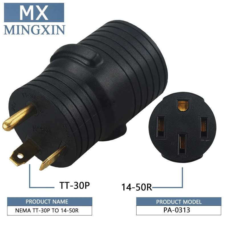 

[TT-30P for 14-50R] Plugrand EV Adapter Adapter NEMA TT-30P for 14-50R TT-30 30Amp for 14 Male- 50 Amp Female Power Adapter