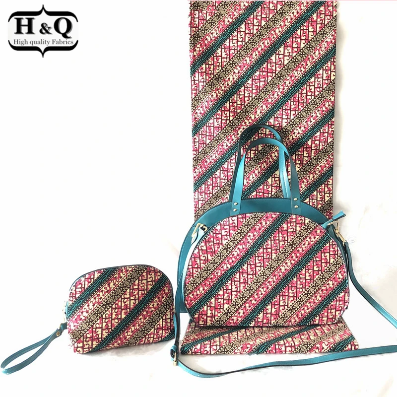 

Fashion Woman's Wax Shoulder Bag/Handbag Sets,New Design African Wax Bags Match 6 Yards Wax Hollandais African Wax Cotton Fabric