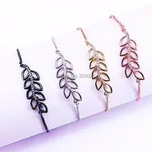 10 шт. 4 цвета Micro Pave CZ циркония лист Шарм Разъем браслеты для женщин ювелирные изделия в Регулируемый размеры