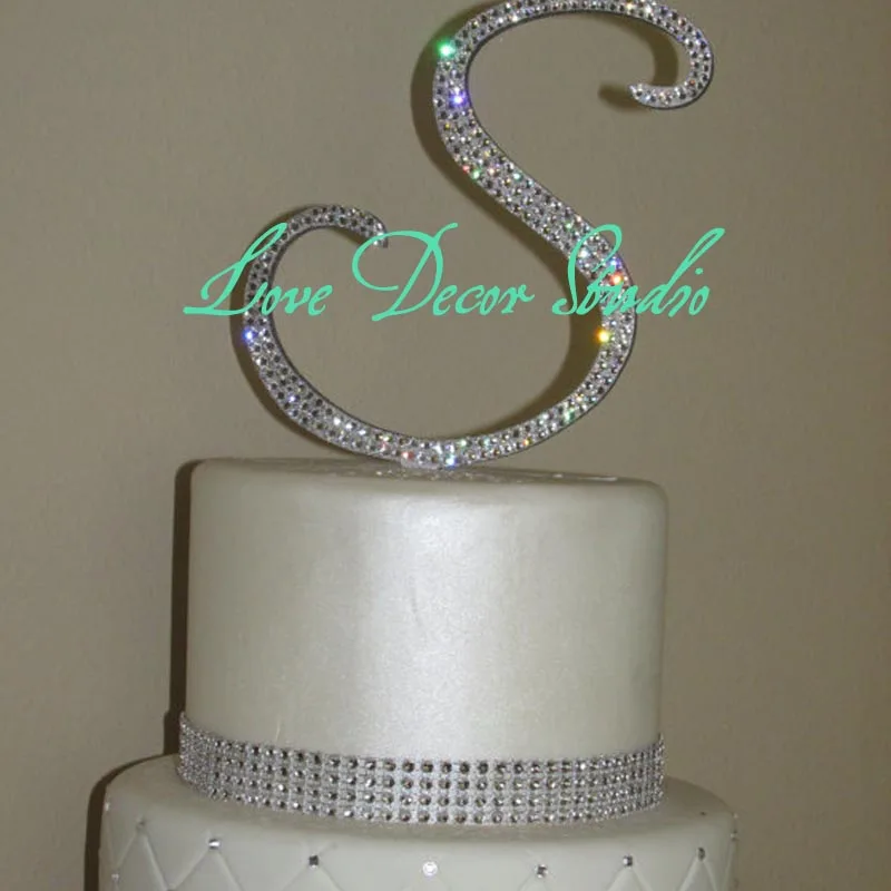 Monogram Wedding Cake Topper Crystal Initial Any Letter