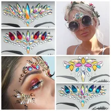 Adhesive Temporary Tattoo Stickers Face Jewels Festival Party Body Gems Rhinestone Glitter Flash Tattoos Stickers Body Make Up