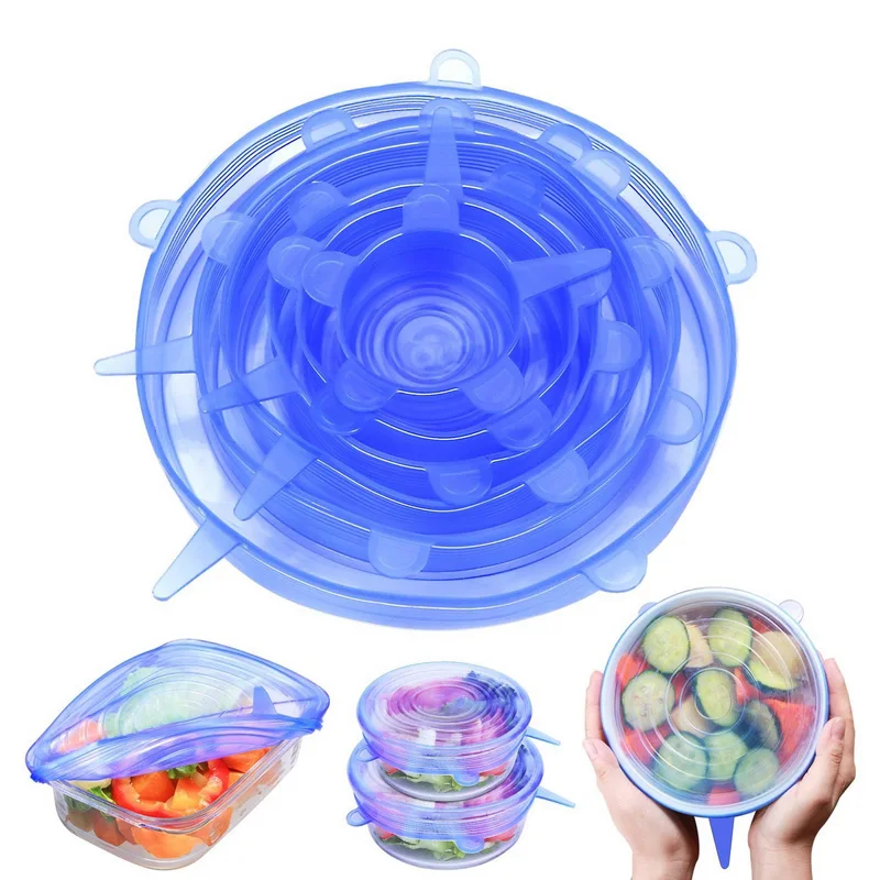 

6Pcs/Set Universal Silicone Stretch Lids Silicone Food Bowl Pot Lid For Fridge Microwave Oven Food Saver Kitchen accessories