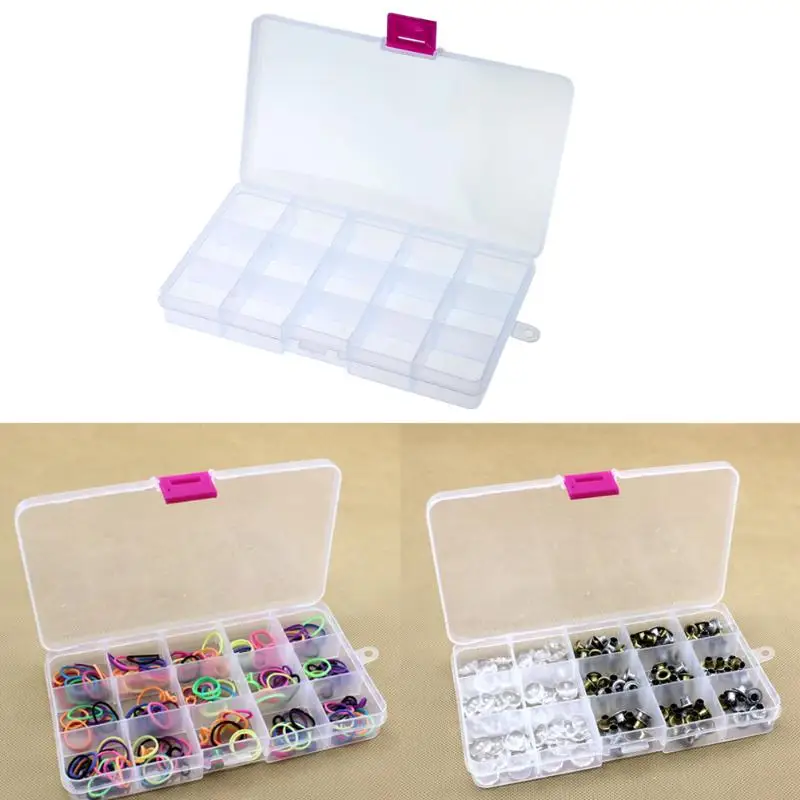 

15 Grid Compartments Plastic Transparent Jewely Bead Case Cover Box Container Jewely Organizer Jewely Box Beauty Accessories