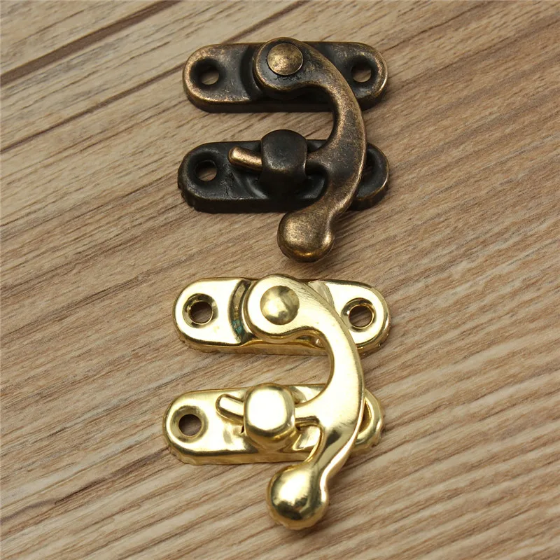 12PCS Antique Bronze Iron Padlock Latch Hasp Buckle Horn Lock Catch Clasp Hook Lock For Mini Jewelry Box For Furniture Hardware