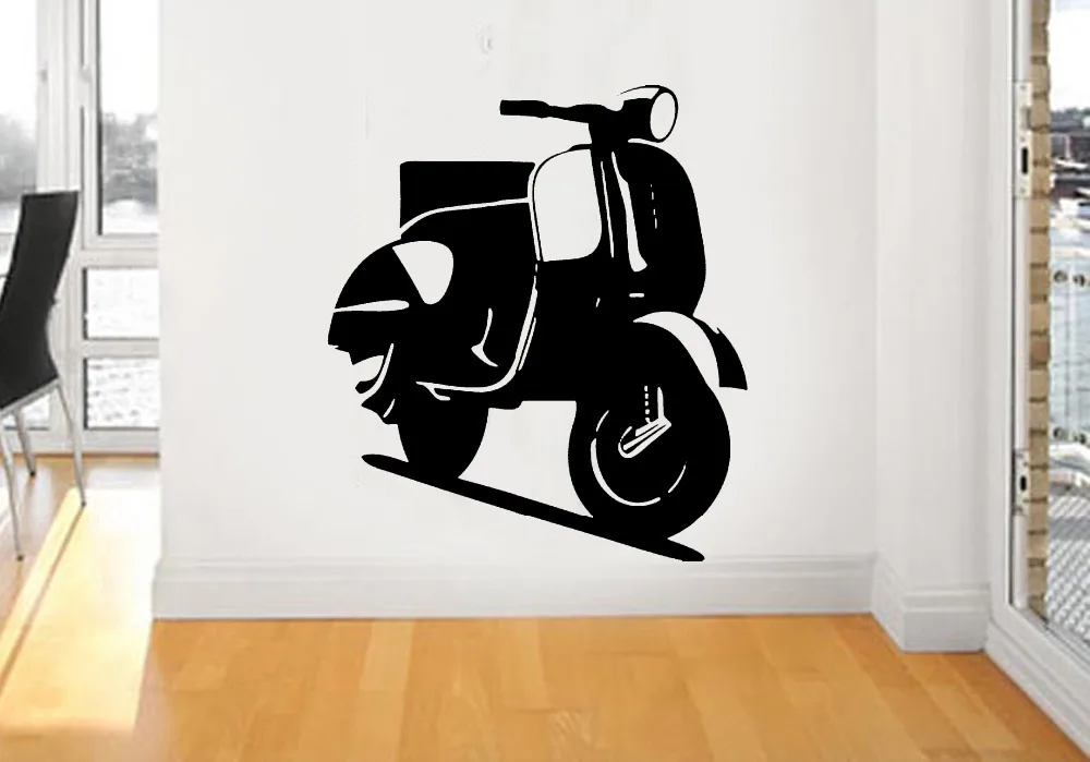 Fasion Scooter Wall Sticker Retro Vehicle Decal Iconic Mural Vinyl Wall