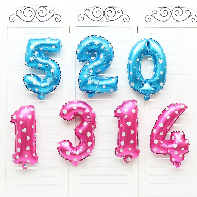 

1pcs/lot 16inch inch foil mylar blue pink number birthday balloons decoration party figures inflatable balls new year globos