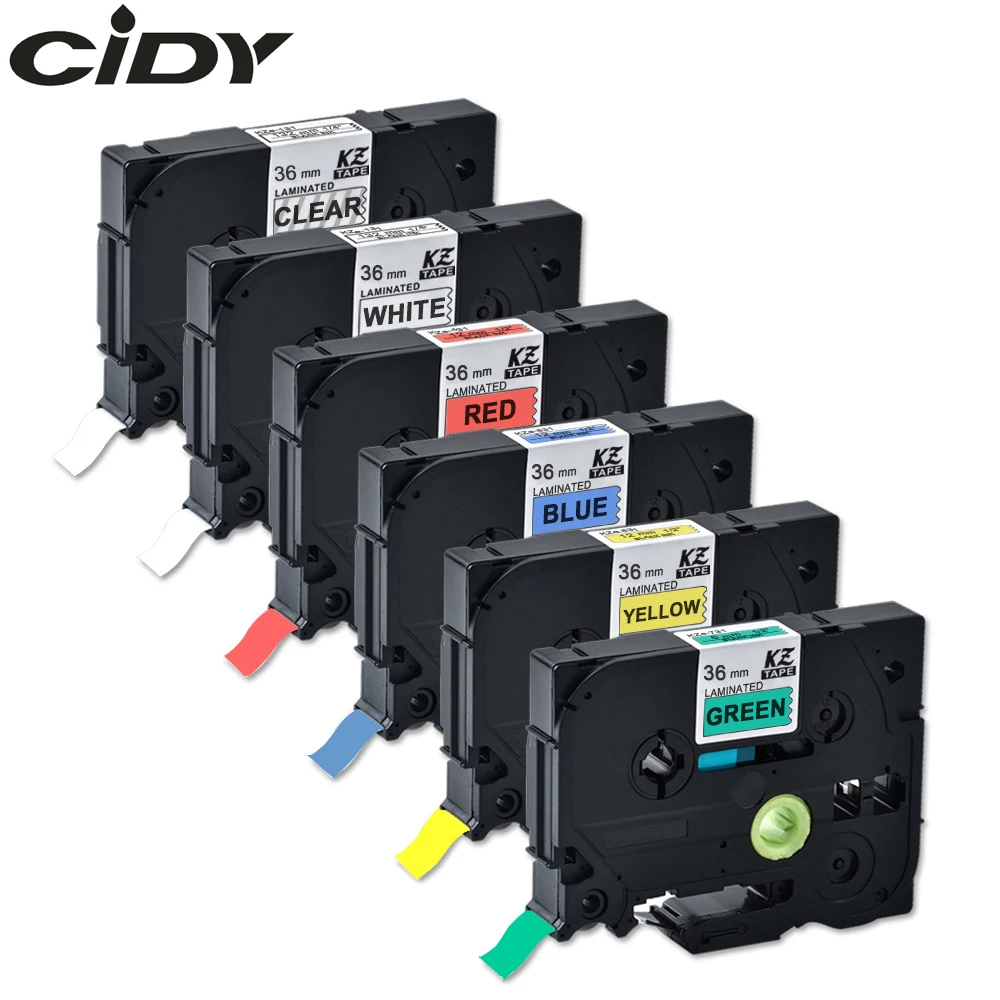

CIDY 6pcs 36mm Compatible Brother P-touch Laminated Label Tapes TZe-161 TZe-261 TZe-461 TZe-561 TZe-661 TZe-761 tze 261 tze365