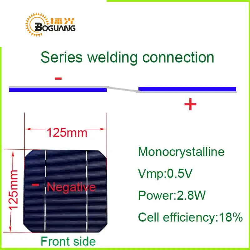 solar com 125*125mm monocristalino uso de célula