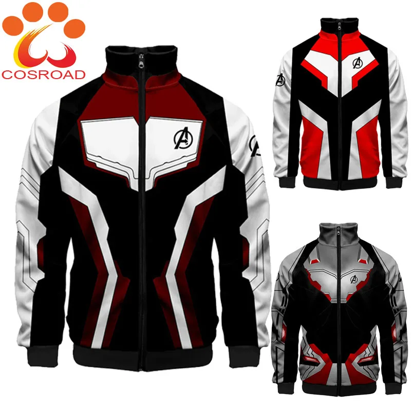 Cosroad Avengers 4 Endgame Quantum Realm 3D Print Hoodies Cosplay Men Women Zipper Collar Sweatshirts Costume Jacket Coats