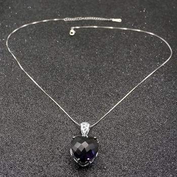

Elegant Cute Natural Purple Amethyst925 Sterling Silver Color Charms Women Pendant Chain Necklace 20 Inch