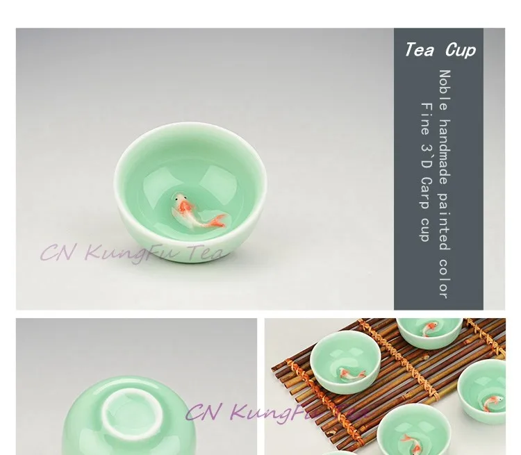 Посуда для напитков ручной работы Celadon Кунг фу Чайные сервизы фарфоровые чай горшок изысканный чай услуги чай Ware Высокое качество 3D Карп