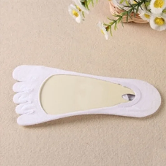 1Pair Black Pink White Summer Women Cotton Five Finger Toe Sock Hosiery Invisible Slippers Harajuku Funny Cute Cartoon white