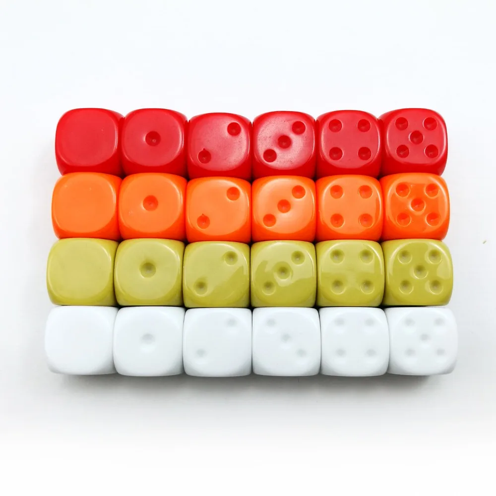 

Blank Unpainted 16MM D6 Game Dice with Blank 6th Side, 4 Assorted Color Set of 24pcs, Raw Blank Cube