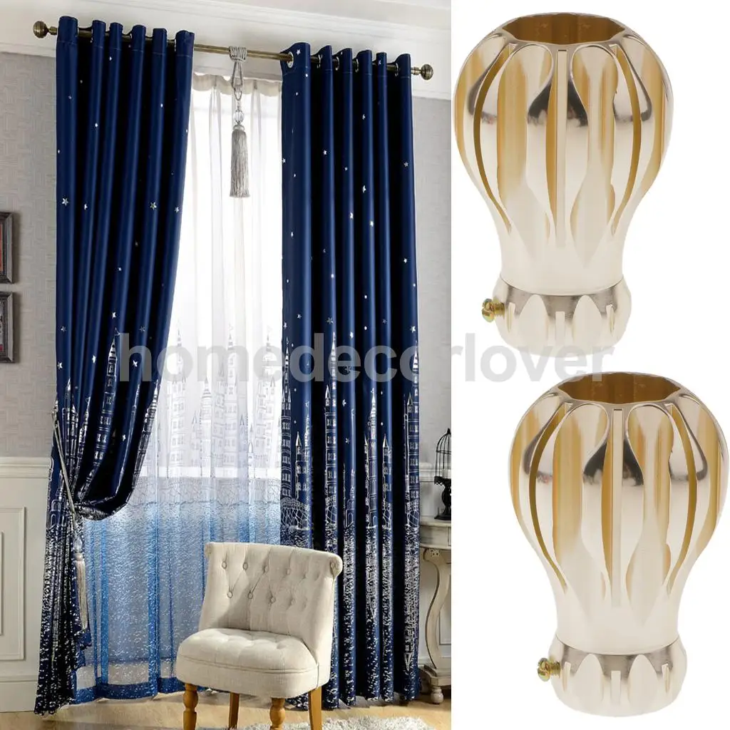2Pcs Decorative Elegant Design Window Curtain Rod Ends Drapery Rail Pole Heads Caps Fit 25/28mm Inner Diameter Rods 