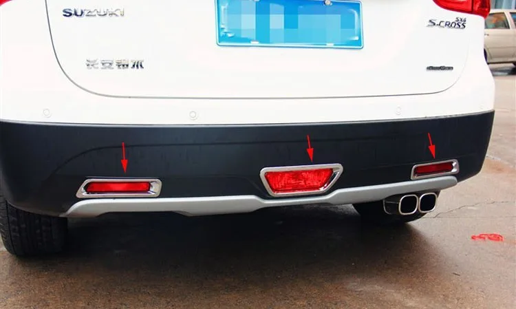 

Free shipping Car Styling Rear Fog lamp cover For Suzuki SX4 S Cross 2013 ABS Chrome Car Stickers auto accessories 3pcs