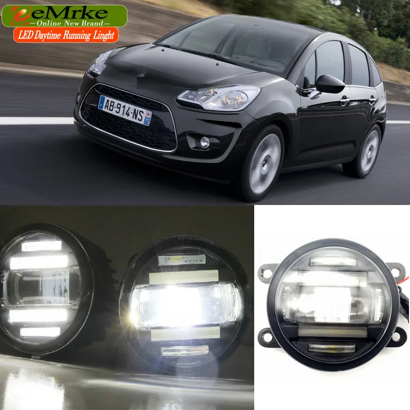 

EEMRKE Car Styling for Citroen C3 / C3 Picasso 2009-up 2 in 1 Multifunction LED Fog Lights DRL With Lens Daytime Running Lights