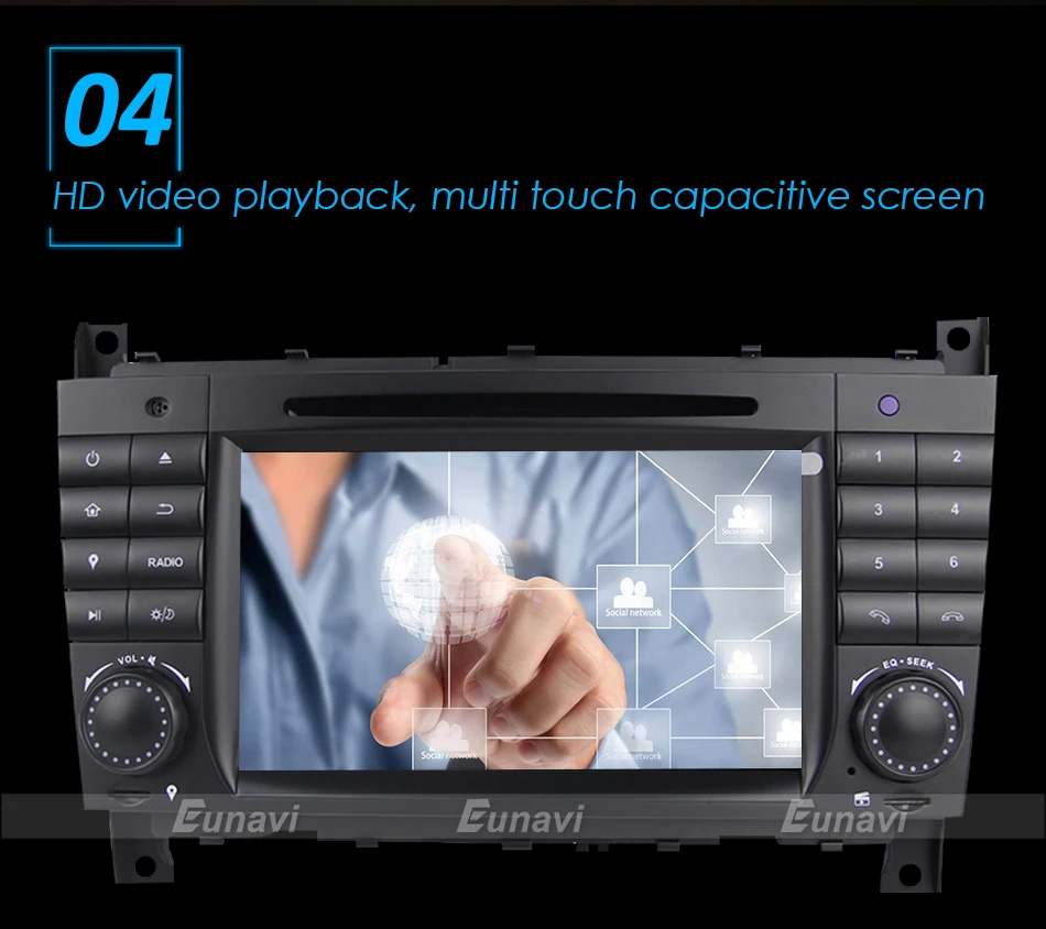 Eunavi 8 ядерный 2 Din Android 9 автомобильный dvd-плеер радио gps для c-класса W203 2004-2007 Clk W209 2005 A-w168 1998 2002 Clk-c209 DSP