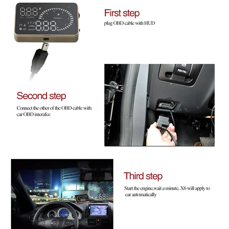 X6 3 5 &quotАвто Hud Дисплей Автомобильный спидометр OBD2 превышение скорости напряжение