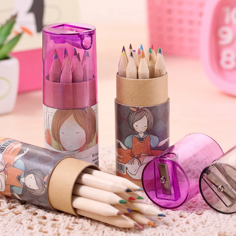 

12 Pcs/ Tube 12 Colors Wooden Colored Pencil with Gift for Professional Drawing Children Students Stationery Writing Supplies