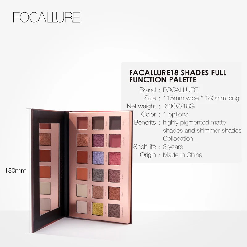 Focallure 18 цветов Новый макияж для лица Тени век Палитра оттенки мерцающие матовые