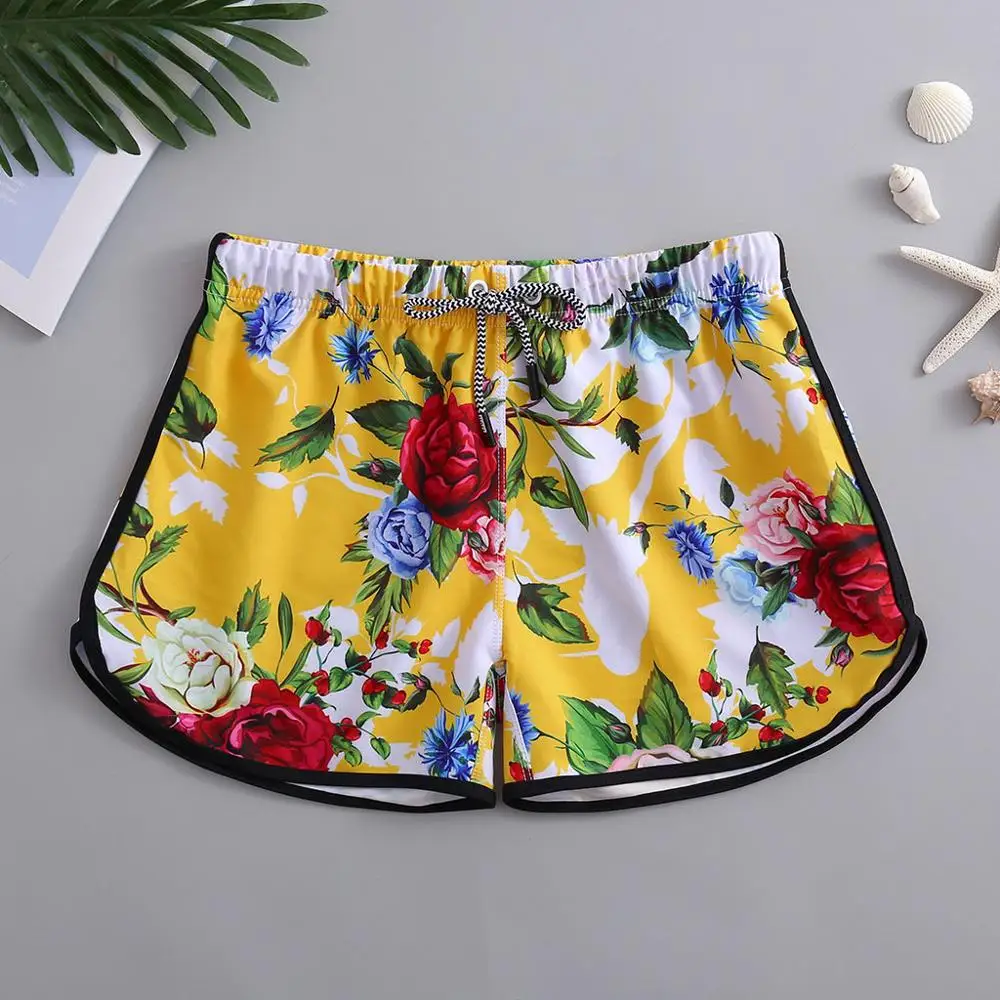 

Women Swim Pants Large Size High waist flower print bandage Shorts Bottom Swimsuit beachwear maillot de bain tanga T#