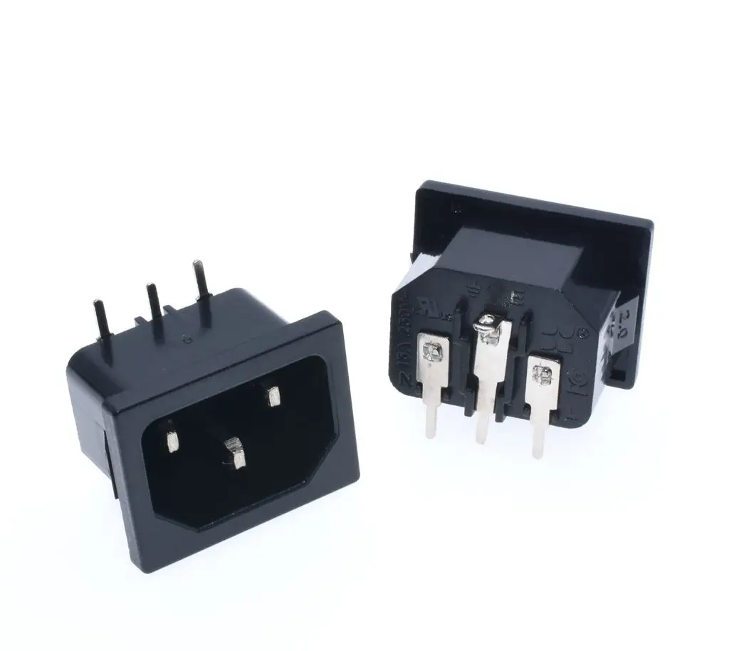 Штепсельная Вилка IEC 60320 C14 с прямоугольным штекером 3 контакта печатная плата