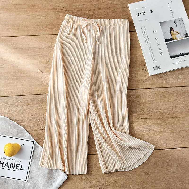 Summer Girl Wide Leg Pant Toddler Kids Casual Loose Trouser Child Pleated Chiffon Pants Teenage Girls Clothing Leggings 12 13 14