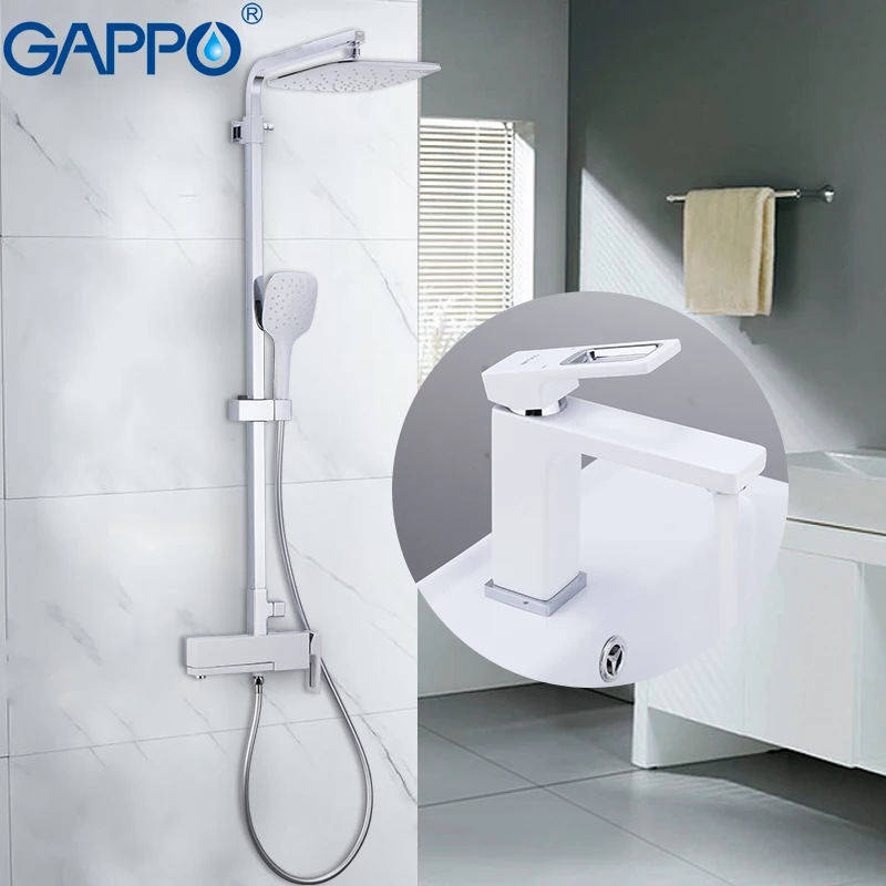 GAPPO Sanitary Ware Suite rainfall shower set chrome bathroom bath faucet mixer bathtub tap with basin faucet mitigeur baignoire