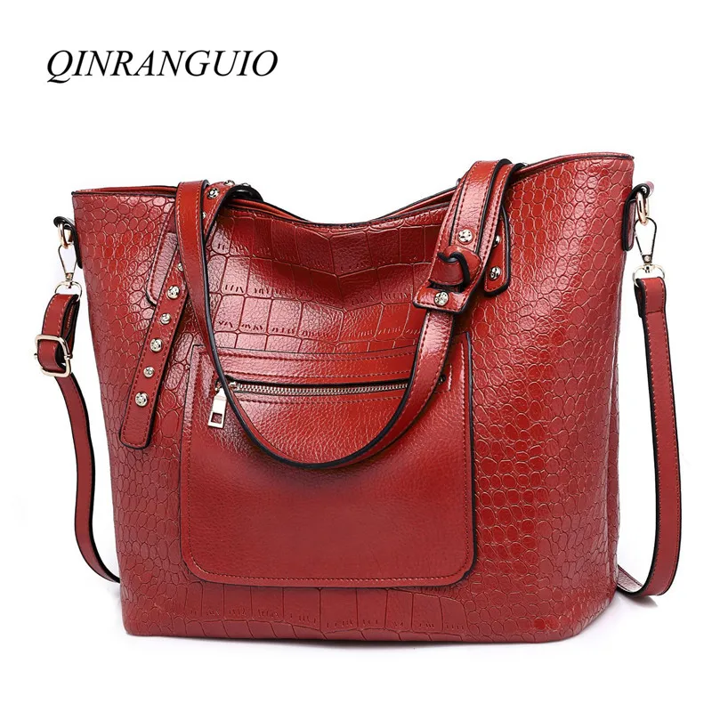 

QINRANGUIO Shoulder Bag Women 2018 New Women Leather Handbags High Quality Women Bag Soft PU Leather Bags Women Tote Bag