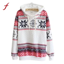 Women Fashion Christmas Snow Hoodie Sweatshirt Jumper Sudaderas Long Sleeve Hooded Pullover hoodies for women Pullover 2018