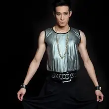 Серебряный глянцевый певица этап для мужчин жилет бренд roupas masculinas пикантные майка 1 camisetas regatas 3XL Настраиваемые