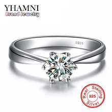 Galaxy 925 anillo de plata esterlina 6mm 1 quilates cz diamond para las mujeres wedding engagement joyería al por mayor anel anéis anillos yh405