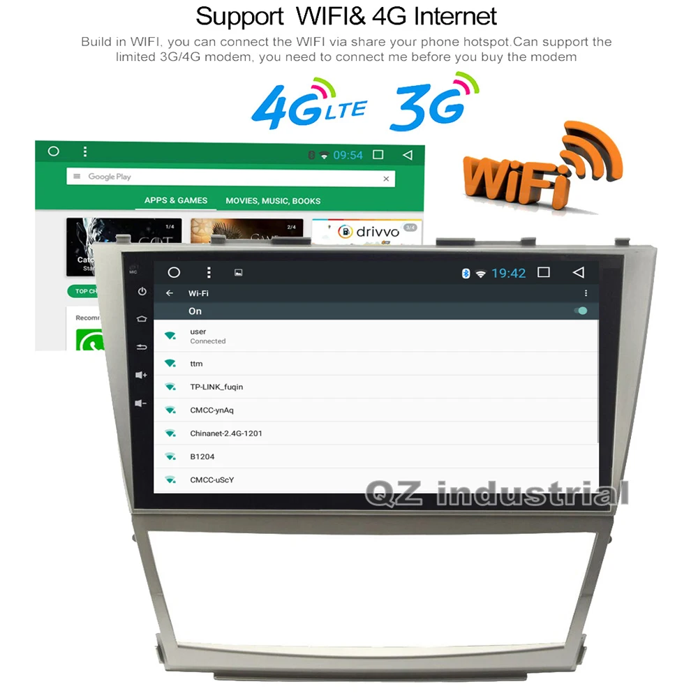QZ промышленный HD 10," 2.5D ips 8 ядерный Android 8,1 T8 для Toyota Camry 40 2006-2011 Автомобильный dvd-плеер с gps 4G wifi радио RDS BT
