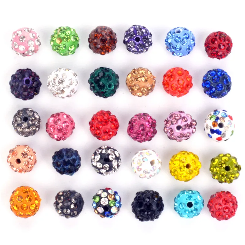 New Arrival 50Pcs 10MM Beads Crystal Disco Ball Beads Spacer Beads, Bracelet Crystal Clay Beads