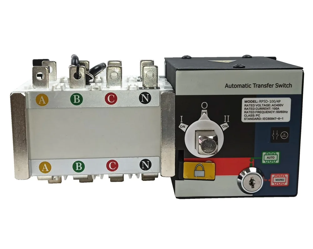 4P para industrial Interruptor de cambio automático 4PF Tipo de aislamiento Interruptor de transferencia automática de doble potencia ATS 100A ZGQ5-100 