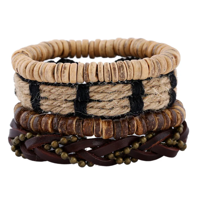 Handmade Twine Bracelet Genuine Leather Simple Retro Bracelet DIY