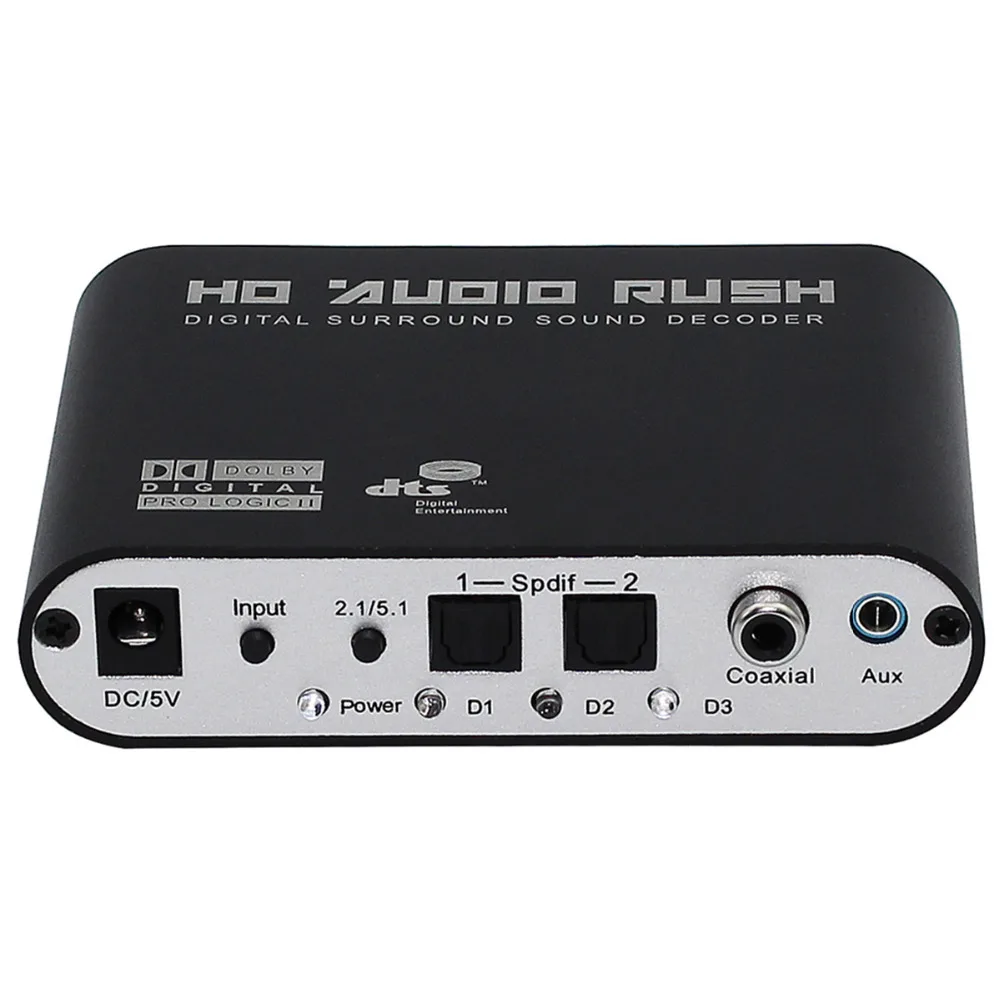 5 PCS Digital AC3 Optical to Stereo Surround Analog HD 5.1 Audio Decoder 2 SPDIF Ports Rush for Players/DVD/XBOX360