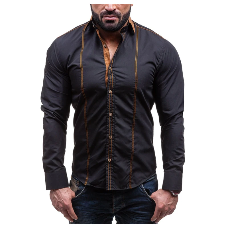 

Men Shirt Brand 2018 Male Large Size Long Sleeve Shirts Casual Hit Color Slim Fit Black Mens Dress Shirts large size 4XL
