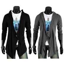Новая коллекция Асимметричный Кнопка повседневное кардиган с длинными рукавами Мужская мода тонкий свитер хлопковые мягкие удобные куртка