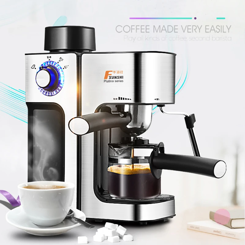 

0.24L 5 Cups Electric Coffee Maker / Milk Foam Maker Office Espresso Italian Style Automatic Insulation Electric Coffee Machine