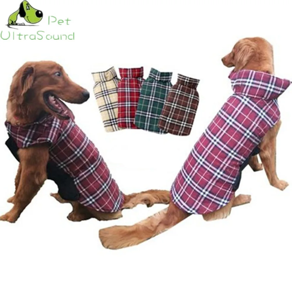 

ULTRASOUND PET Waterproof Reversible Dog Jacket Warm Plaid Winter Dog Coat Pet Clothes Elastic Small to Large Dog Winter Clothes