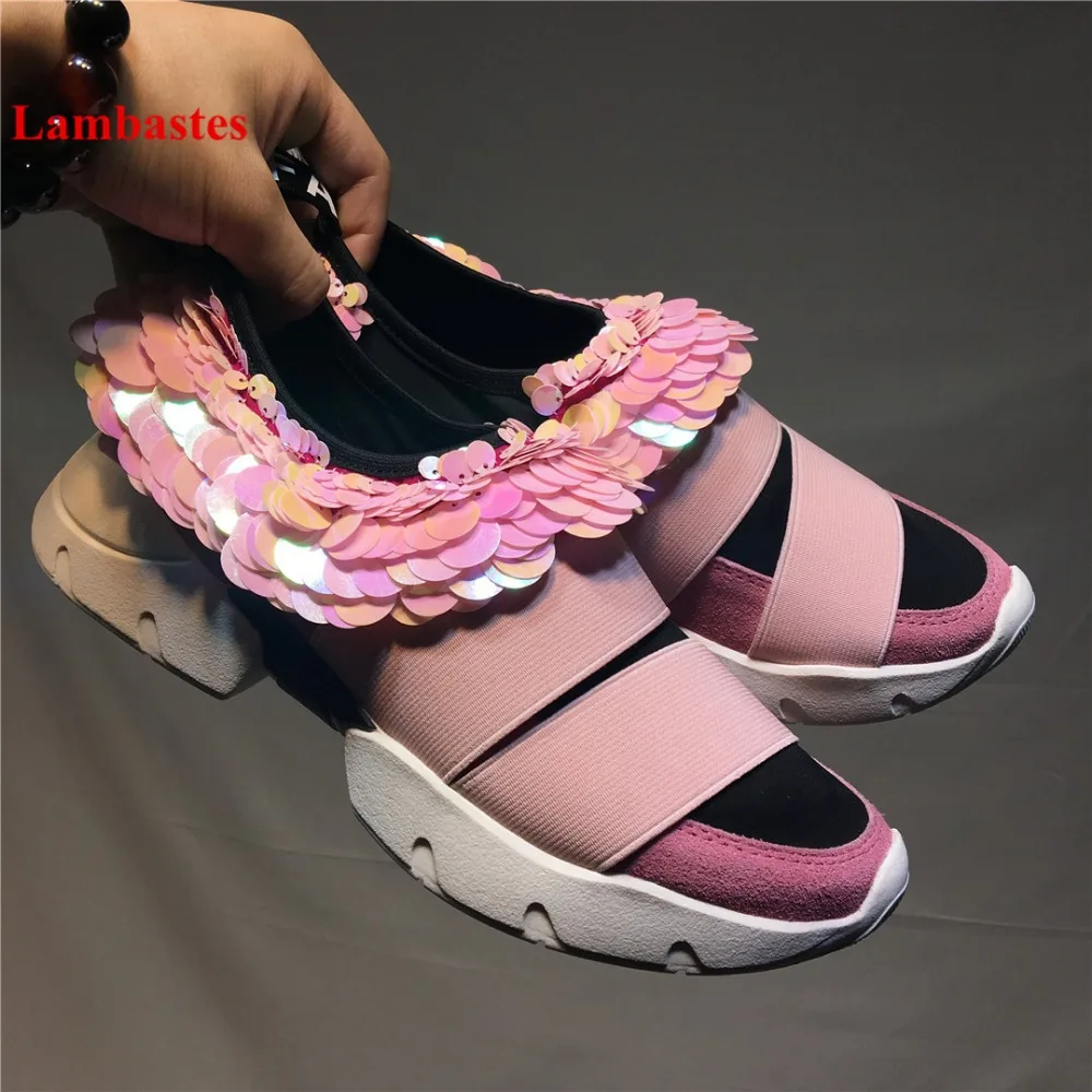 

2019 Spring Suede Women Casual Shoes Pink Bling Designer Slip On Women Sneakers Height Increasing Cozy Shoes Women Fashion Flats