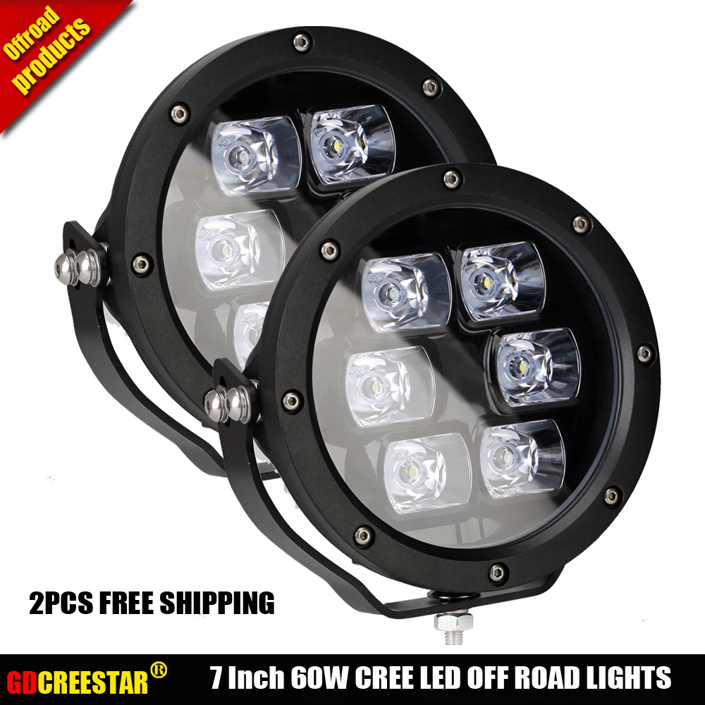 Pair 60W CREE LED Work Light Round White Fog Light for Jeep Wrangler Offroad 4X4 Pair 60W CREE LED Work Light Round White Fog Light for Jeep Wrangler Offroad 4X4