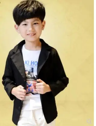 Деловой костюм с пиджаком в Корейском стиле для мальчиков, хлопковая куртка джентльмена с длинными рукавами для свадьбы, черная верхняя одежда, Детский костюм с длинными рукавами, От 5 до 13 лет