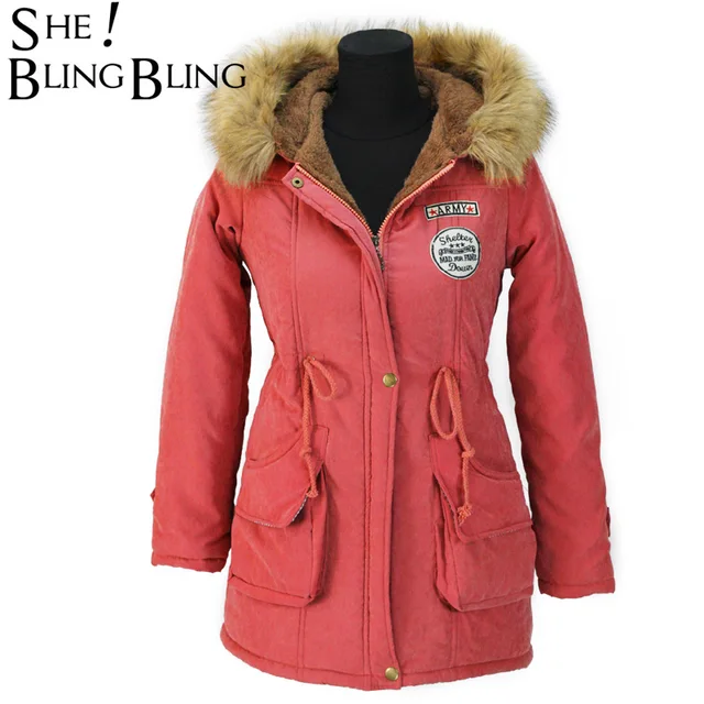 SheBlingBling Frauen Mode Parkas Winter Jacken Mäntel Faux Pelz Mit Kapuze Kragen Beiläufige Lange Parkas Baumwolle Wadded Laidies Mantel in SheBlingBling Frauen Mode Parkas Winter Jacken Mäntel Faux Pelz Mit Kapuze Kragen Beiläufige Lange Parkas Baumwolle Wadded Laidies Mantel in