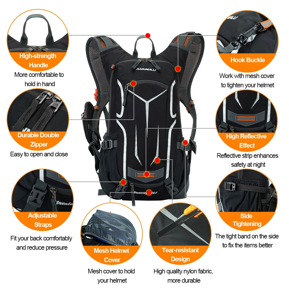 Cheap Lixada 18L Bike Cycling Bags Outdoor Rucksack Hydration Pack Water Knapsack Bicycle Bag with Rain Cover bike accessories 2