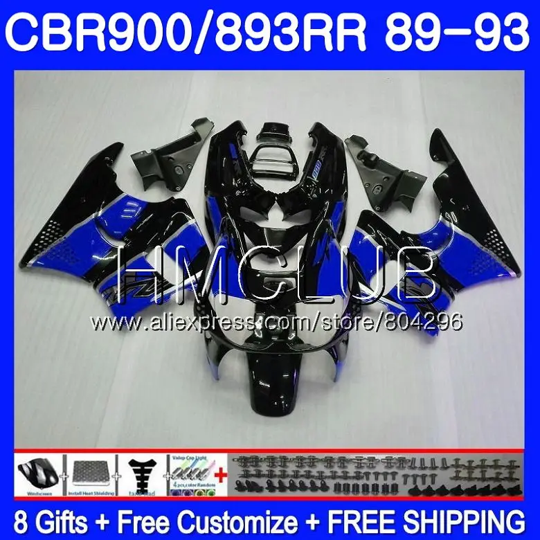 

Body For HONDA CBR900RR CBR893 RR CBR893RR Blue black 89 90 91 92 93 86HM11 CBR900 CBR 893RR 1989 1990 1991 1992 1993 Fairing